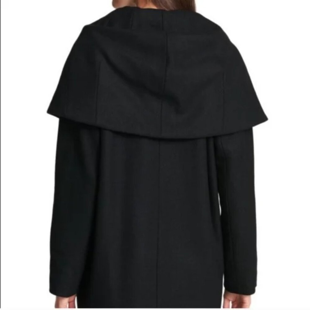 NWT!  DKNY Classic Black Wool Shawl Collar 3/4 Coat Sz XL
